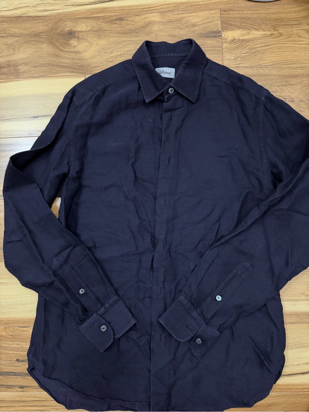 Brioni Navy Blue Men's Dress Shirt